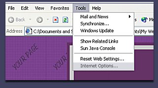 Click on Tools then Internet Options